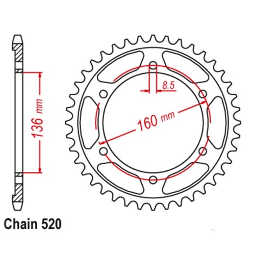 MTX Standard Rear Sprocket 47T for HUSQVARNA  TR650 TERRA 2013-2014