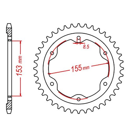 SPROCKET REAR MTX 893 38T #525