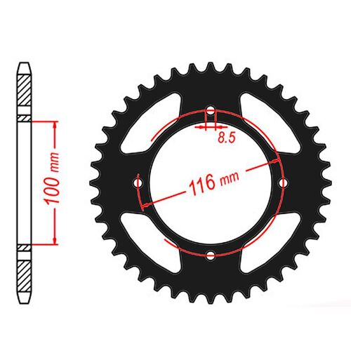 SPROCKET REAR MTX ZERO Alloy MX 461 53T 420 BLK