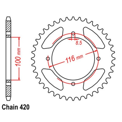 MTX Optional Rear Sprocket 54T for Kawasaki KX80 BIG WHEEL 1998-2000