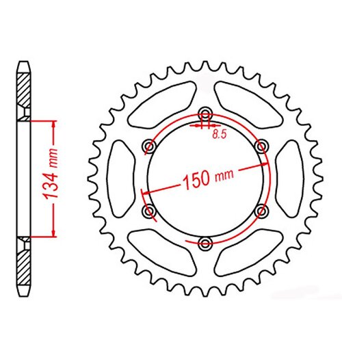 MTX Optional Rear Sprocket 44T for Kawasaki KX500 1983-2004