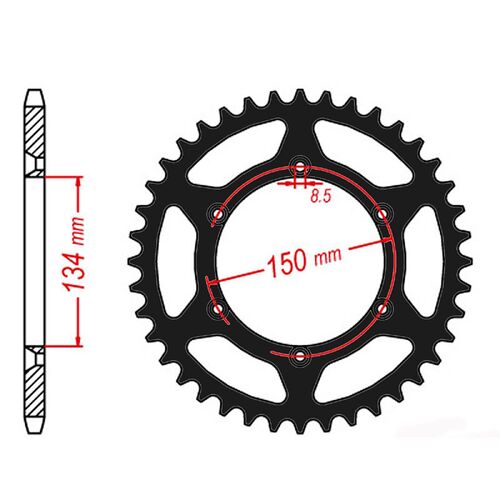 SPROCKET REAR MTX ZERO Alloy MX 460 52T #520 BLK