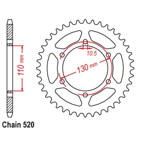 MTX Optional Rear Sprocket 40T for Kawasaki ZZR250 (EX250) 1990-2007