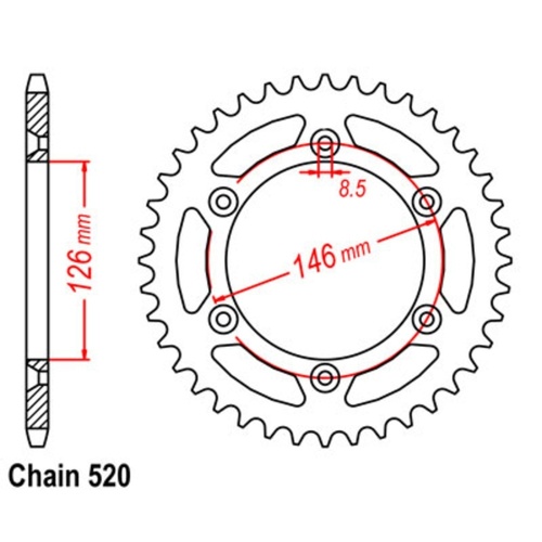 MTX Optional Rear Sprocket 42T for Suzuki  RMX450Z 2009-2018