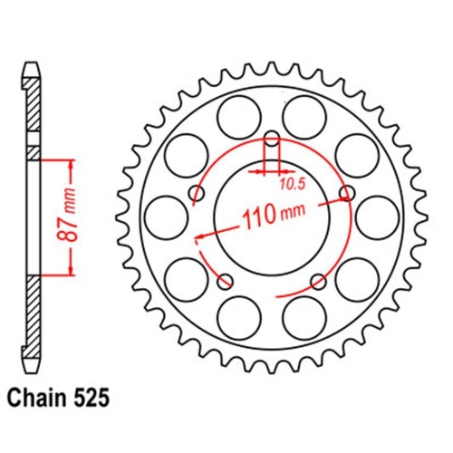 MTX Optional Rear Sprocket 44T for Suzuki  GSX650F/LAMS 2008-2017