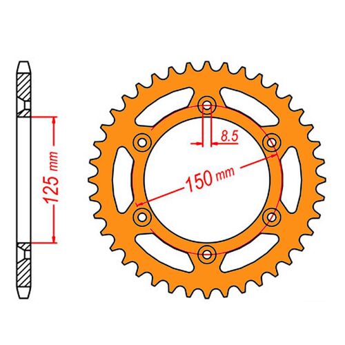 SPROCKET REAR MTX ZERO Alloy MX 897 47T #520 ORG