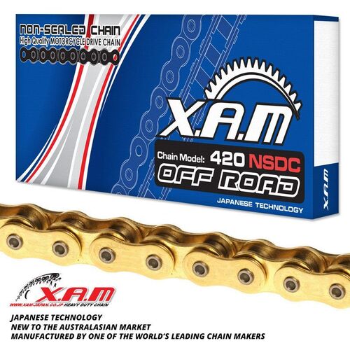 Gold/Black Non-Sealed Dirt Chain  130 Links for Honda CB125E 2013-2019